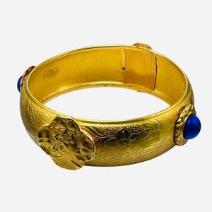 Fabulous Vintage Bangle Bracelet Jeweled Cabochons Art Nouveau Lady